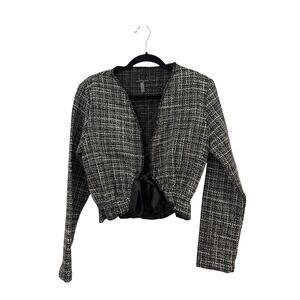 Elliot & Vine Womans Blazer XL Black & White Tie Ribbon Front Contemporary Short